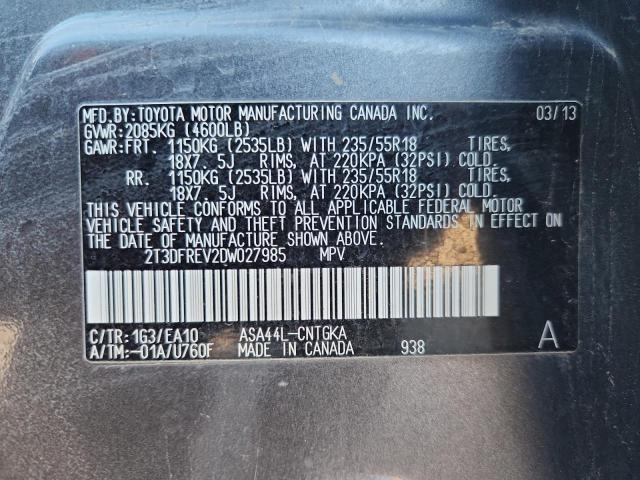 2T3DFREV2DW027985 - 2013 TOYOTA RAV4 LIMITED 灰色 照片 14