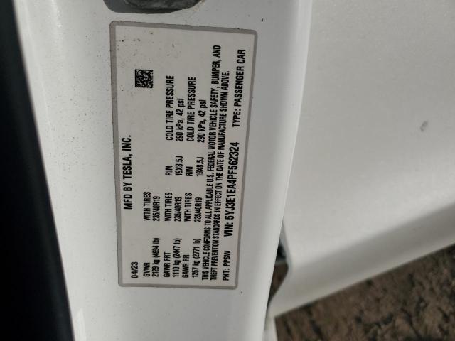 5YJ3E1EA4PF562324 - 2023 TESLA MODEL 3 Blanco foto 13