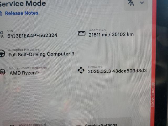 5YJ3E1EA4PF562324 - 2023 TESLA MODEL 3 Blanco foto 9