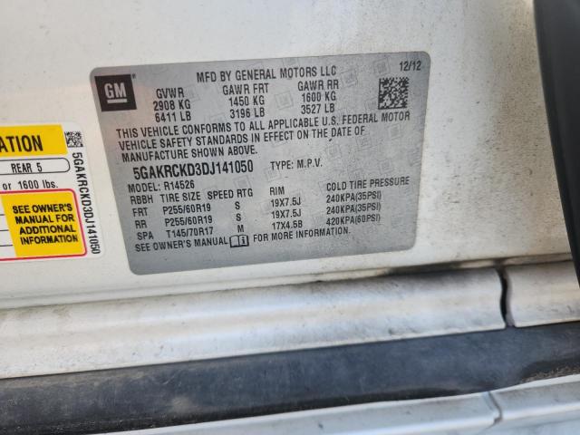 5GAKRCKD3DJ141050 - 2013 BUICK ENCLAVE თეთრი ფოტო 12