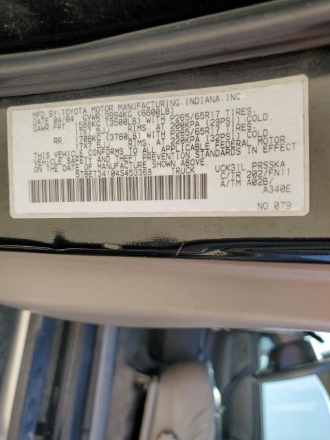 5TBET34104S453368 - 2004 TOYOTA TUNDRA DOUBLE CAB SR5 BLACK photo 12