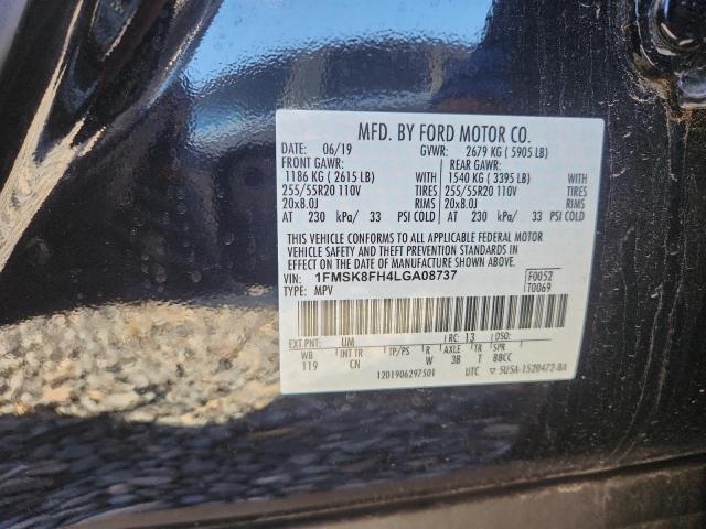 1FMSK8FH4LGA08737 - 2020 FORD EXPLORER LIMITED შავი ფოტო 13