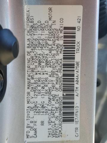 3TMJU62N38M069925 - 2008 TOYOTA TACOMA DOUBLE CAB PRERUNNER SILVER photo 13