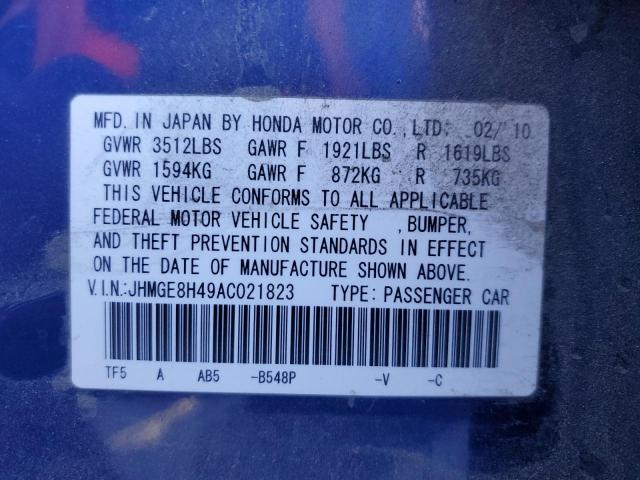 JHMGE8H49AC021823 - 2010 HONDA FIT SPORT 蓝色 照片 13