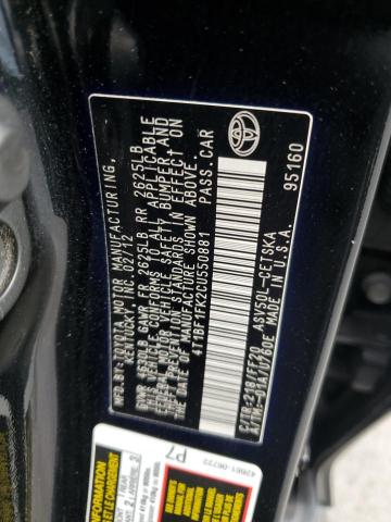 4T1BF1FK2CU550881 - 2012 TOYOTA CAMRY BASE Чорний фото 13