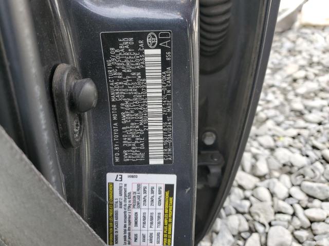 2T1BU40E29C107926 - 2009 TOYOTA COROLLA BASE GRAY photo 13