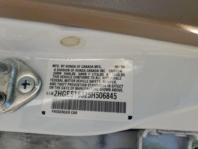 2HGES16325H506845 - 2005 HONDA CIVIC DX VP 白色 照片 12