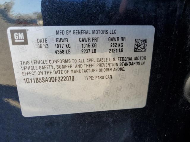 1G11B5SA0DF322070 - 2013 CHEVROLET MALIBU LS 黑色 照片 12