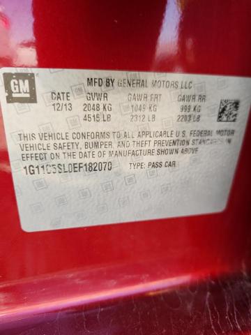 1G11C5SL0EF182070 - 2014 CHEVROLET MALIBU 1LT RED photo 13