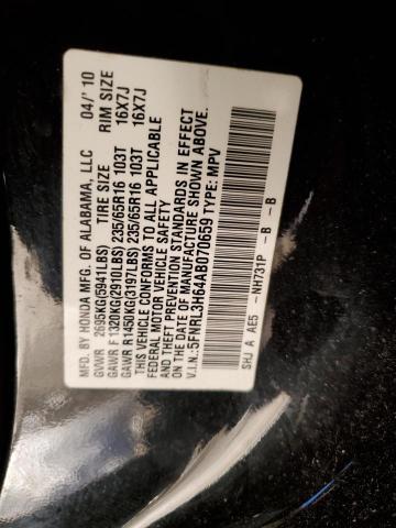 5FNRL3H64AB070659 - 2010 HONDA ODYSSEY EXL BLACK photo 13