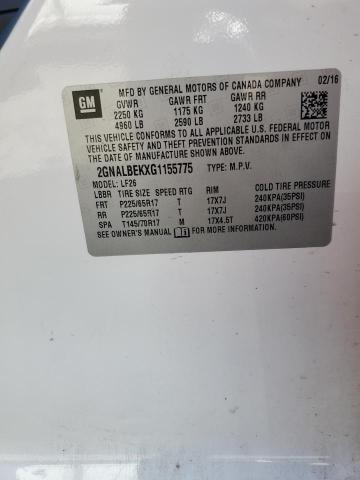 2GNALBEKXG1155775 - 2016 CHEVROLET EQUINOX LS WHITE photo 13