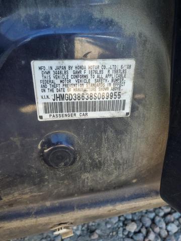 JHMGD38638S069955 - 2008 HONDA FIT SPORT BLUE photo 12