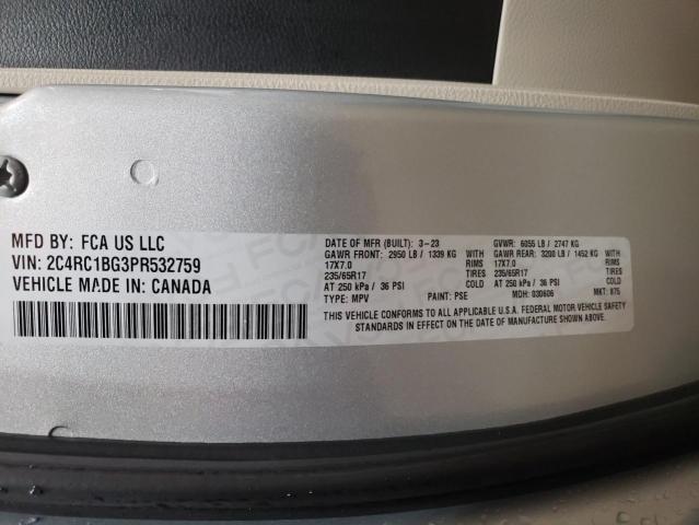 2C4RC1BG3PR532759 - 2023 CHRYSLER PACIFICA TOURING L SILVER photo 13