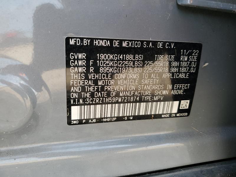 3CZRZ1H59PM721874 - 2023 HONDA HR-V SPORT GRAY photo 12