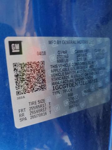 1GCGTDEN7J1270713 - 2018 CHEVROLET COLORADO Z71 BLUE photo 12