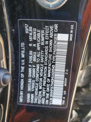 SHHFK7H43HU420545 - 2017 HONDA CIVIC SPORT BLACK photo 12