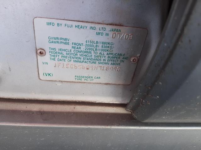 JF1SG65604H718990 - 2004 SUBARU FORESTER 2.5XS ვერცხლისფერი ფოტო 12