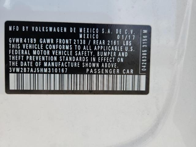 3VW2B7AJ5HM310167 - 2017 VOLKSWAGEN JETTA S Ақ фото 12