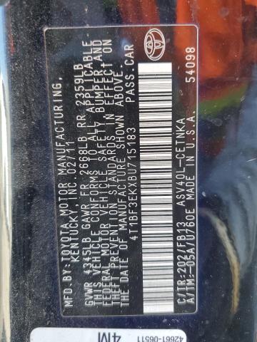 4T1BF3EKXBU715183 - 2011 TOYOTA CAMRY BASE 黑色 照片 12