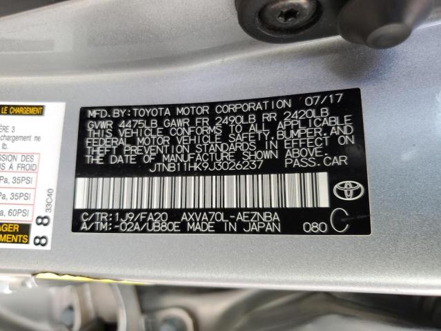 JTNB11HK9J3026237 - 2018 TOYOTA CAMRY L SILVER photo 12