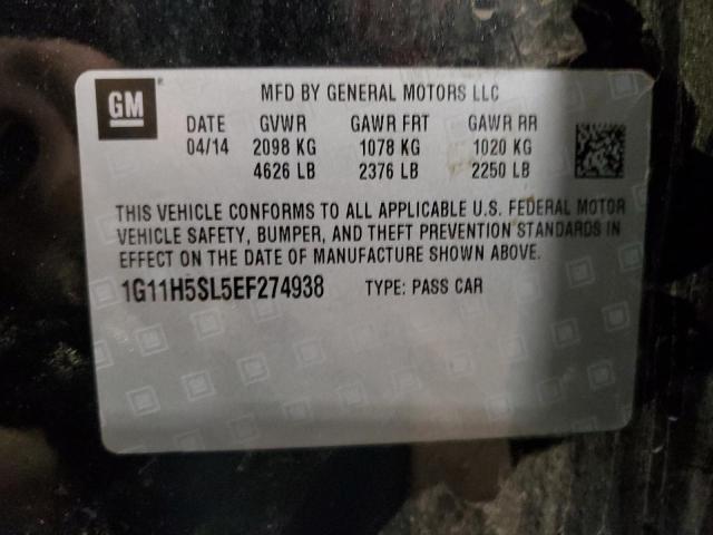 1G11H5SL5EF274938 - 2014 CHEVROLET MALIBU LTZ BLACK photo 12