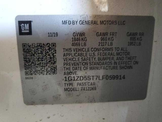 1G1ZD5ST7LF059914 - 2020 CHEVROLET MALIBU LT WHITE photo 12