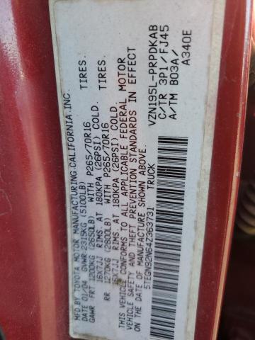 5TEGN92N64Z363731 - 2004 TOYOTA TACOMA DOUBLE CAB PRERUNNER RED photo 12