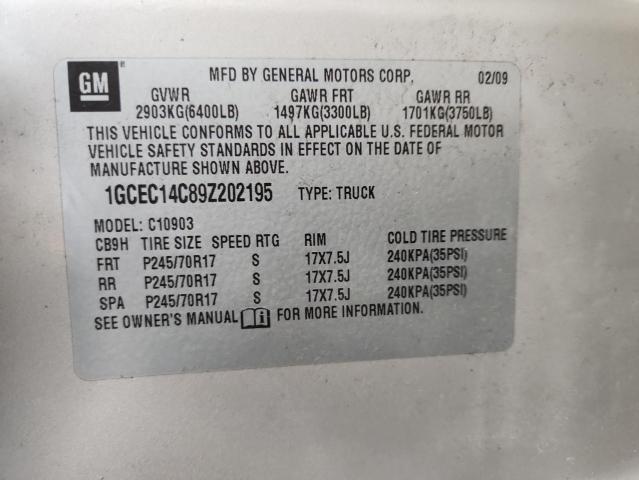 1GCEC14C89Z202195 - 2009 CHEVROLET SILVERADO C1500 SILVER photo 12