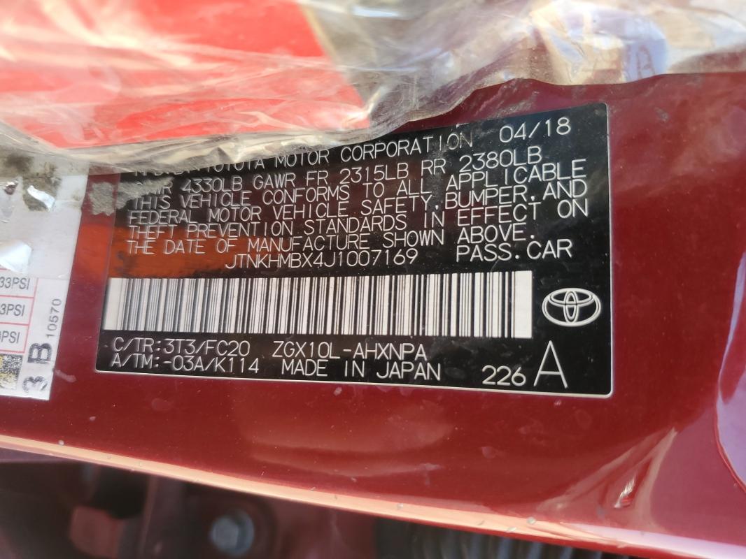 JTNKHMBX4J1007169 - 2018 TOYOTA C-HR XLE RED photo 12