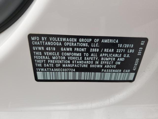 1VWAT7A35EC037724 - 2014 VOLKSWAGEN PASSAT S Ağ foto 13