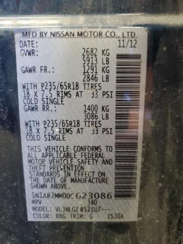 5N1AR2MM0DC623086 - 2013 NISSAN PATHFINDER S BLUE photo 13