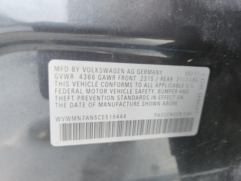 WVWMN7AN5CE515444 - 2012 VOLKSWAGEN CC SPORT BLUE photo 12