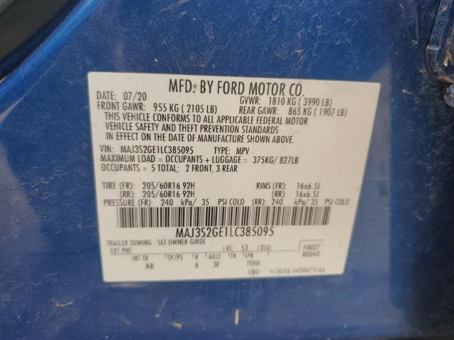 MAJ3S2GE1LC385095 - 2020 FORD ECOSPORT SE Көк фото 13