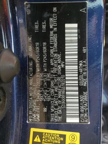 5TDKKRFH6GS182010 - 2016 TOYOTA HIGHLANDER XLE BLUE photo 13