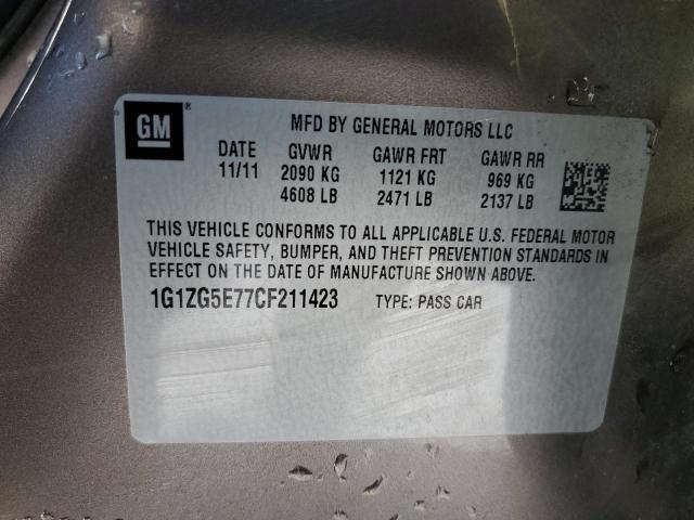 1G1ZG5E77CF211423 - 2012 CHEVROLET MALIBU LTZ 棕色 照片 12