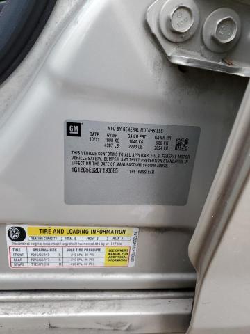 1G1ZC5E02CF193685 - 2012 CHEVROLET MALIBU 1LT Бежевый фото 12