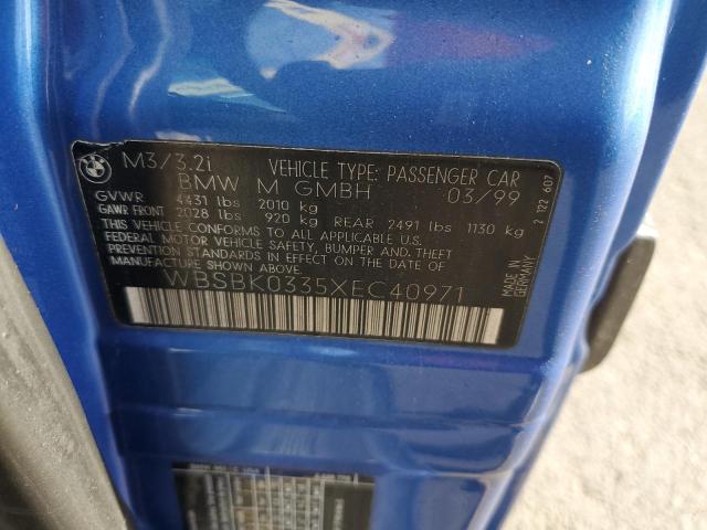 WBSBK0335XEC40971 - 1999 BMW M3 AUTOMATIC 蓝色 照片 12