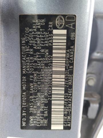 2T1KR32E87C653152 - 2007 TOYOTA COROLLA MA XR BLUE photo 12