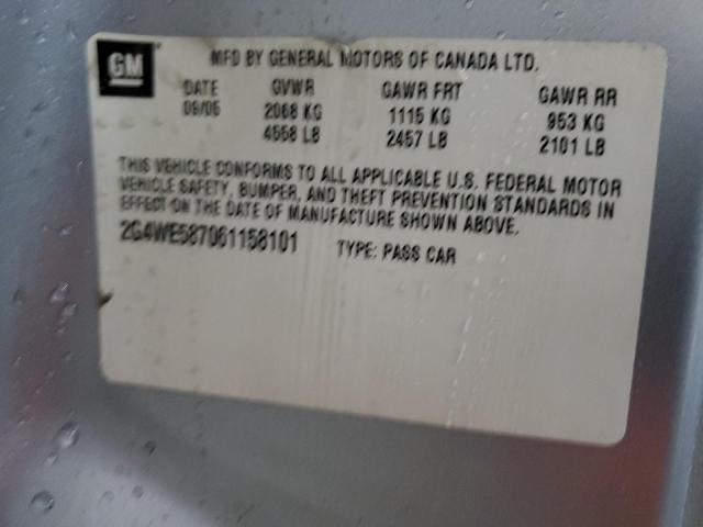 2G4WE587061158101 - 2006 BUICK LACROSSE CXS SILVER photo 12