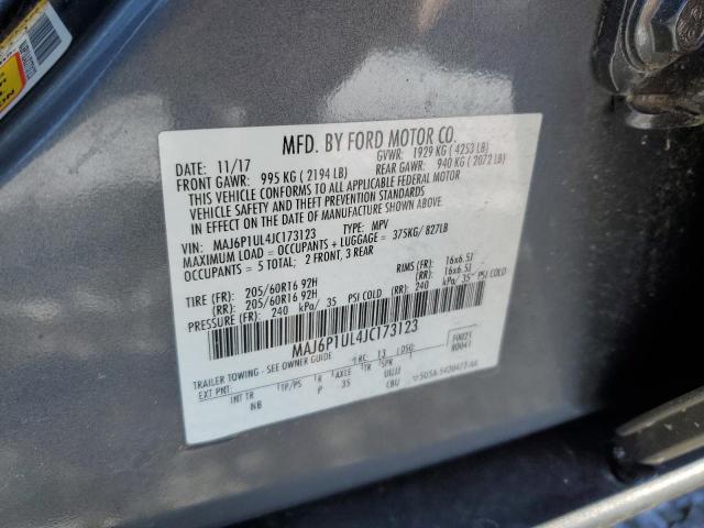 MAJ6P1UL4JC173123 - 2018 FORD ECOSPORT SE Grau Foto 13