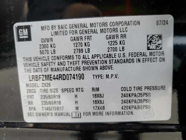 LRBFZME44RD074190 - 2024 BUICK ENVISION PREFERRED BLACK photo 13