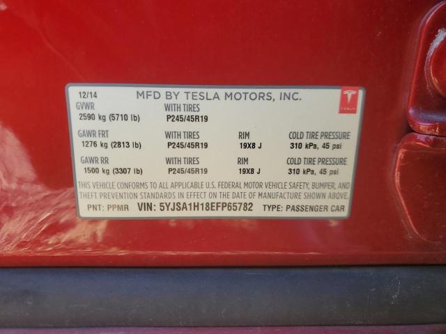 5YJSA1H18EFP65782 - 2014 TESLA MODEL S RED photo 12