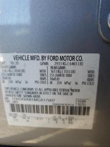 1FM5K8AB1MGA17607 - 2021 FORD EXPLORER POLICE INTERCEPTOR 灰色 照片 13