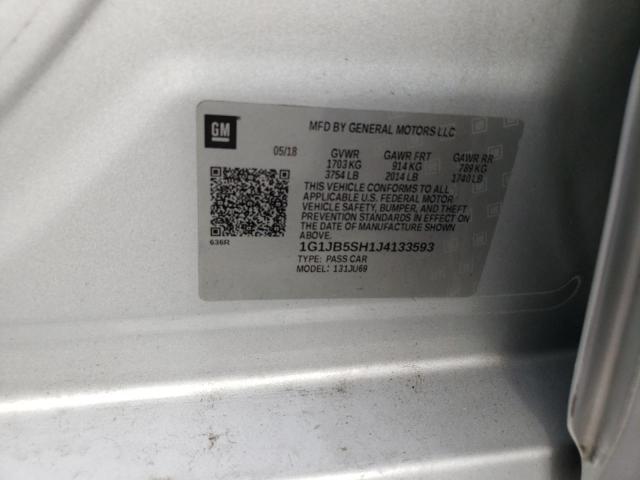 1G1JB5SH1J4133593 - 2018 CHEVROLET SONIC LS SILVER photo 12