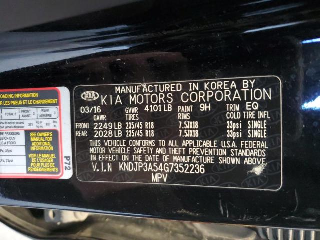 KNDJP3A54G7352236 - 2016 KIA SOUL + BLACK photo 12