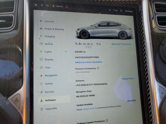 5YJSA1AG2DFP11682 - 2013 TESLA MODEL S SILVER photo 9