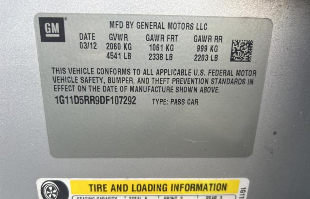 1G11D5RR9DF107292 - 2013 CHEVROLET MALIBU 1LT Сұр фото 10