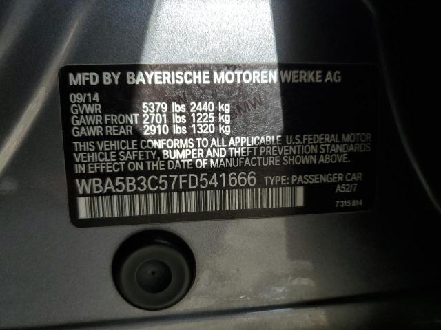WBA5B3C57FD541666 - 2015 BMW 5 SERIES XI CHARCOAL photo 12
