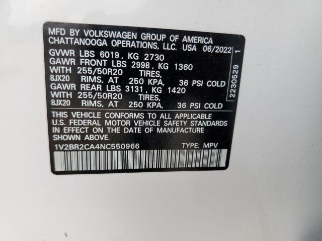 1V2BR2CA4NC550966 - 2022 VOLKSWAGEN ATLAS SEL Ağ foto 14