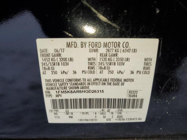 1FM5K8AR6HGD26315 - 2017 FORD EXPLORER POLICE INTERCEPTOR 黑色 照片 13